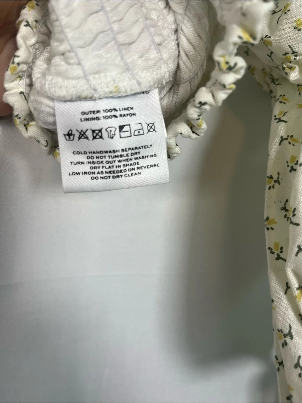 Faithfull the brand Harlyn linen floral print puff sleeve crop top cottagecore